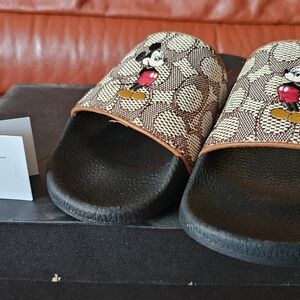 NIB Disney X Coach Wald Disney World Slides Signature w/Mickey Embroidery Size 8